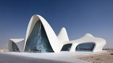 Modern Architectural Design Of A Public Building In The Desert Landscape