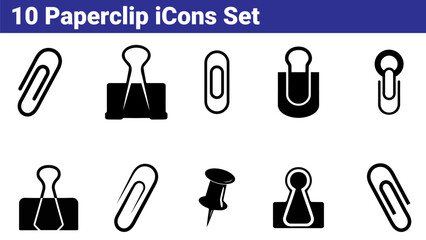 Paperclip and Binder Clip Icon Set | Vector Office Stationery Symbols