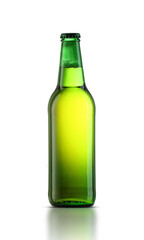 glass green bottle of beer
