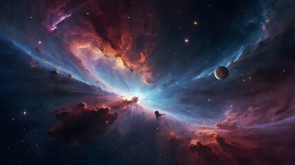 Obraz premium Colorful space galaxy cloud nebula. Stary night cosmos. Space Wallpaper
