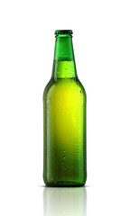 glass green bottle of beer