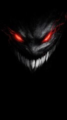 Darkness Unveiled: Ominous Shadow Creature with Red Eyes in Abstract Nightmare Monster Artistry