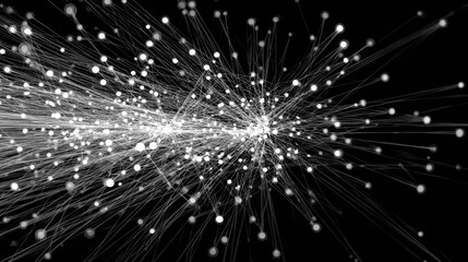 Naklejka premium A black and white image of a web of lines and dots