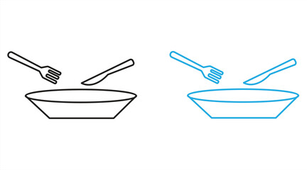 Fototapeta premium Vector illustration of silhouettes of restaurant kitchen utensils, spoons, forks, bowls