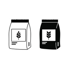 Two grain bag icons one light and one dark with leaf designs