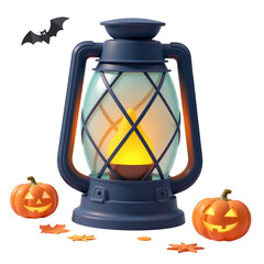 Halloween 3d lantern display with pumpkins spooky atmosphere decorative scene festive holiday vibes
