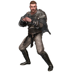 3D rendered fantasy male Viking warrior isolated on transparent background