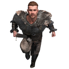 3D rendered fantasy male Viking warrior isolated on transparent background