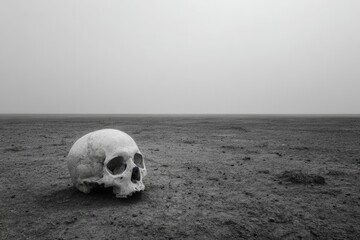 Gray Skull On A Desert Landscape