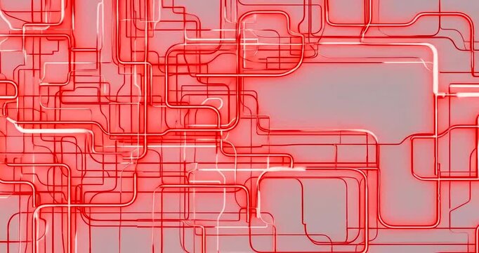 Abstract neon lines intertwining in a vibrant red pattern, creating depth