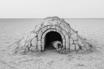 Simple Desert Shelter Monochrome