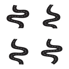 Four winding road segments displayed on a plain white background