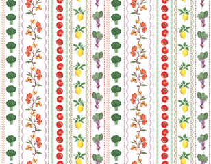 Trendy hand drawn vegetables sketch. Vintage seamless pattern vector with fresh pick vegetables from farm