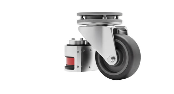 Heavy duty industrial caster wheel isolated on transparent background