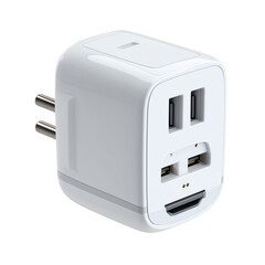  USB wall charger with surge protection and foldable isolated on transparent White background png