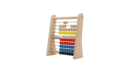 Wooden abacus with colorful beads isolated on transparent background