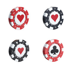   poker chip icons with heart symbols  isolated on transparent White background png