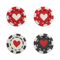   poker chip icons with heart symbols  isolated on transparent White background png