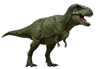 Green Tyrannosaurus Rex isolated PNG, realistic dinosaur model on transparent background for prehistoric and educational projects