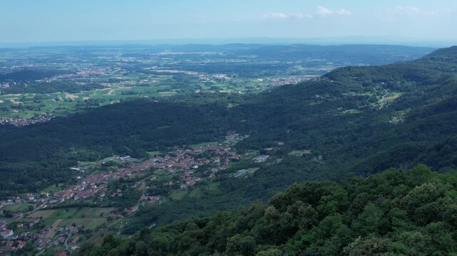 Anfiteatro Morenico from Val Chiusella&mdash;showing forested moraines, glacial lakes, and alpine ridges that frame the transition from mountain to plain in northern Italy