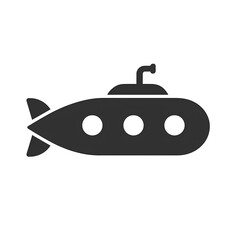 Fototapeta premium Black submarine silhouette on transparent background.