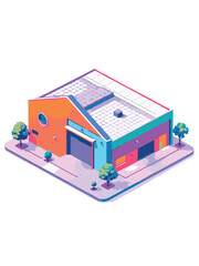 isometric view of a warehouse