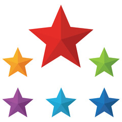 A vibrant collection of colorful five pointed stars in various shades