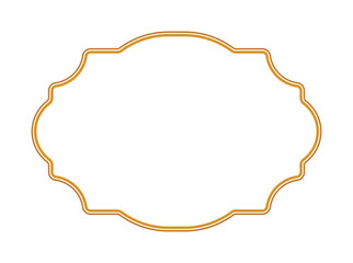 Golden luxury 3d frame. Ornamental border in oriental style. Indian decorative element. Luxury shining vignette, Arabic window. Vector for certificate, stamp, vignette