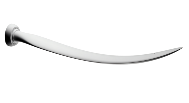 Curved metal surgical instrument isolated on transparent background