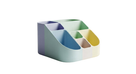 Colorful desk organizer isolated on transparent background
