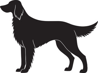 Elegant black silhouette of a setter dog standing profile view