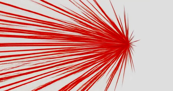 Abstract red rays emanating from a central point against a white background