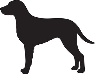 Silhouette of a standing dog breed showing its silhouette shape and form for recognition