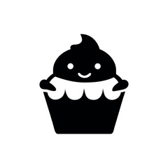 Abstract cupcake logo cute bakery marketing dessert art Vector illustration