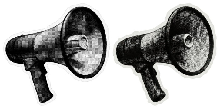 Vintage megaphones for loud announcements