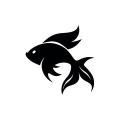 Abstract goldfish logo cute aquatic minimalist design Vector illustration