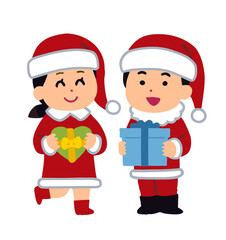 santa claus with gift box