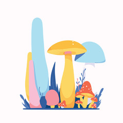 vector illustration of a set of mushrooms