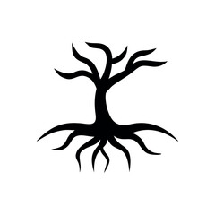 Abstract tree with roots logo eco minimal natural growth Vector illustration