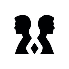 Abstract two people back to back logo partnership Vector illustration