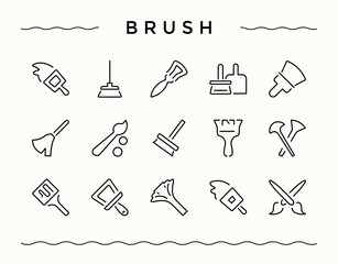 Brush icon set. Paintbrush icon set. Minimalist editable vector stroke. Included drawing, artist, painting, painter. Editable stroke collections.