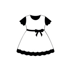 Adorable toddler dress with ribbon bow and cute style Vector illustration