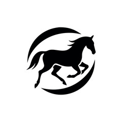 Running horse logo minimal dynamic power motion design Vector illustration