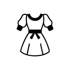 Charming ladies dress with puff sleeve elegant vintage Vector illustration