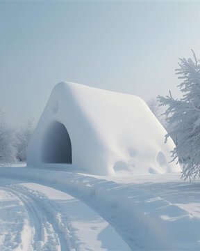 snow house, winter landscape, frozen scenery, snowy cottage, ice home, frosty weather, cold season, snow covered roof, winter wonderland, frozen nature, icy landscape, white snow, holiday season, fros
