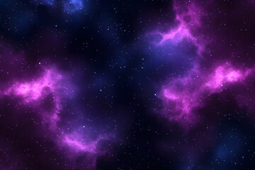 Naklejka premium Cosmic nebula background with glowing pink and purple space stars