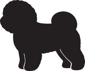 Silhouette of a fluffy dog breed charming companion animal silhouette art