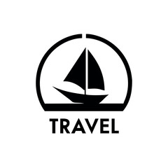 Minimalist sailboat logo ocean travel nautical theme Vector illustration