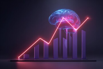 Visual representation of data growth including brain symbolizing intelligence and analysis trends