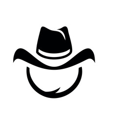 Minimalist cowboy hat logo stylish western culture branding Vector illustration